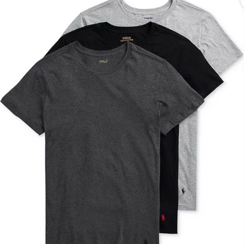Polo Ralph Lauren Mens Classic Fit Crew Neck Undershirt 3 Pack Size S Black Gray